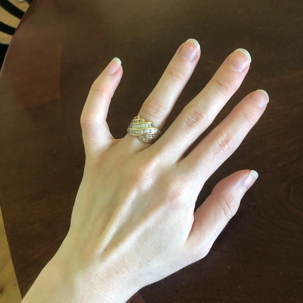 Vintage 14K Yellow Gold Baguette Diamond Statement Ring